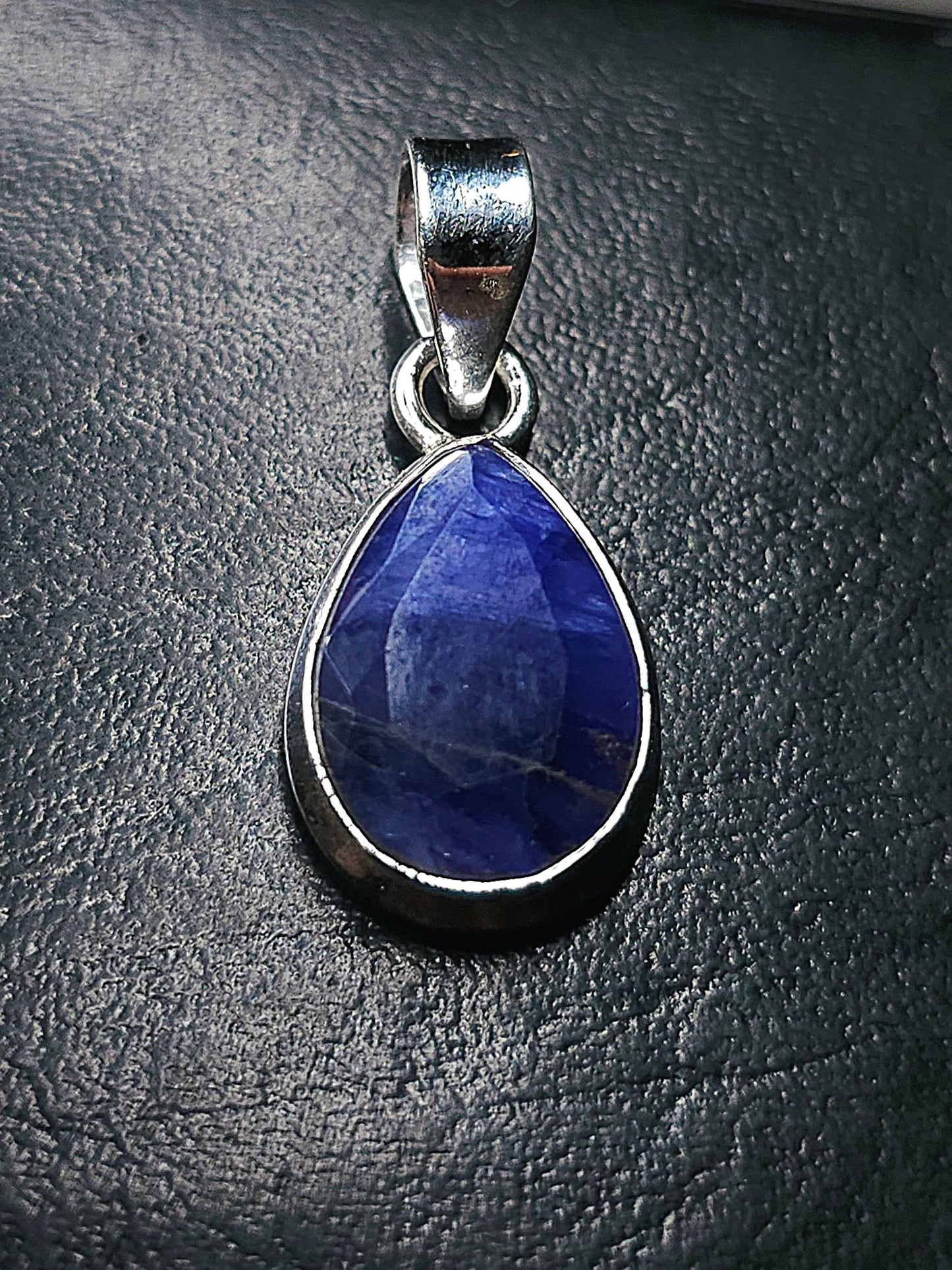 "LAGERTHA" Necklace with Sapphire Pendant set in 925 Silver