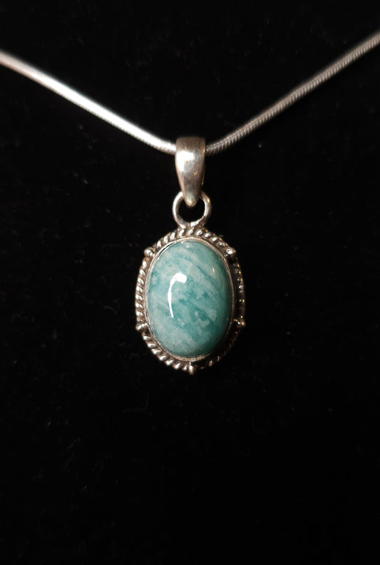 Collier "HERA" avec Pendentif Amazonite serti en Argent 925