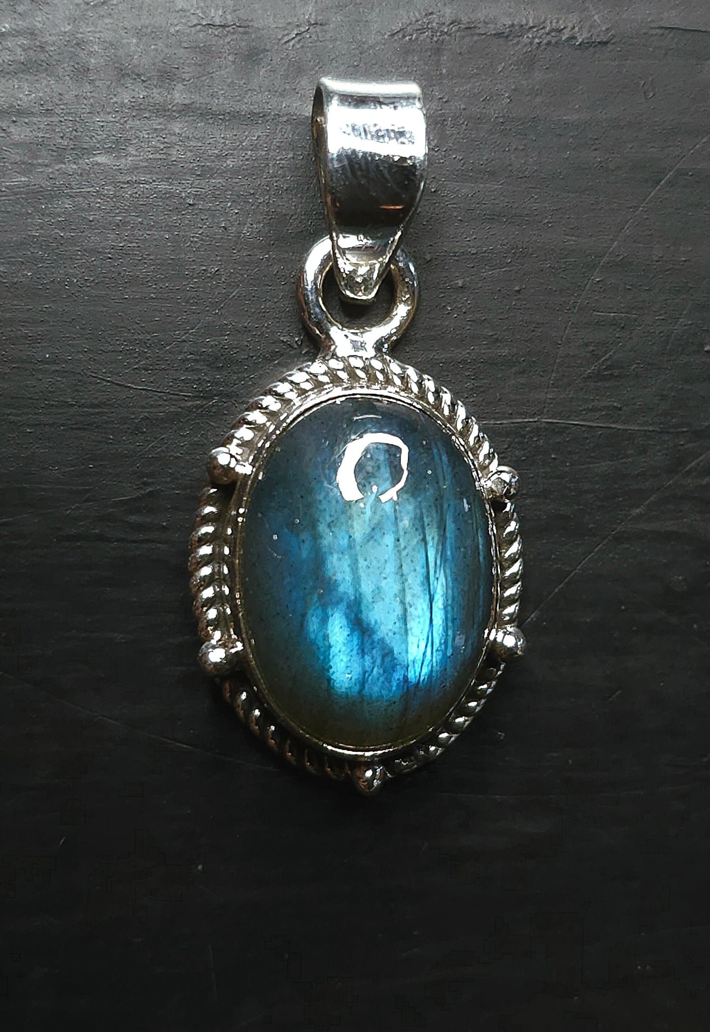 Collier "HERA" avec Pendentif Labradorite serti en Argent 925