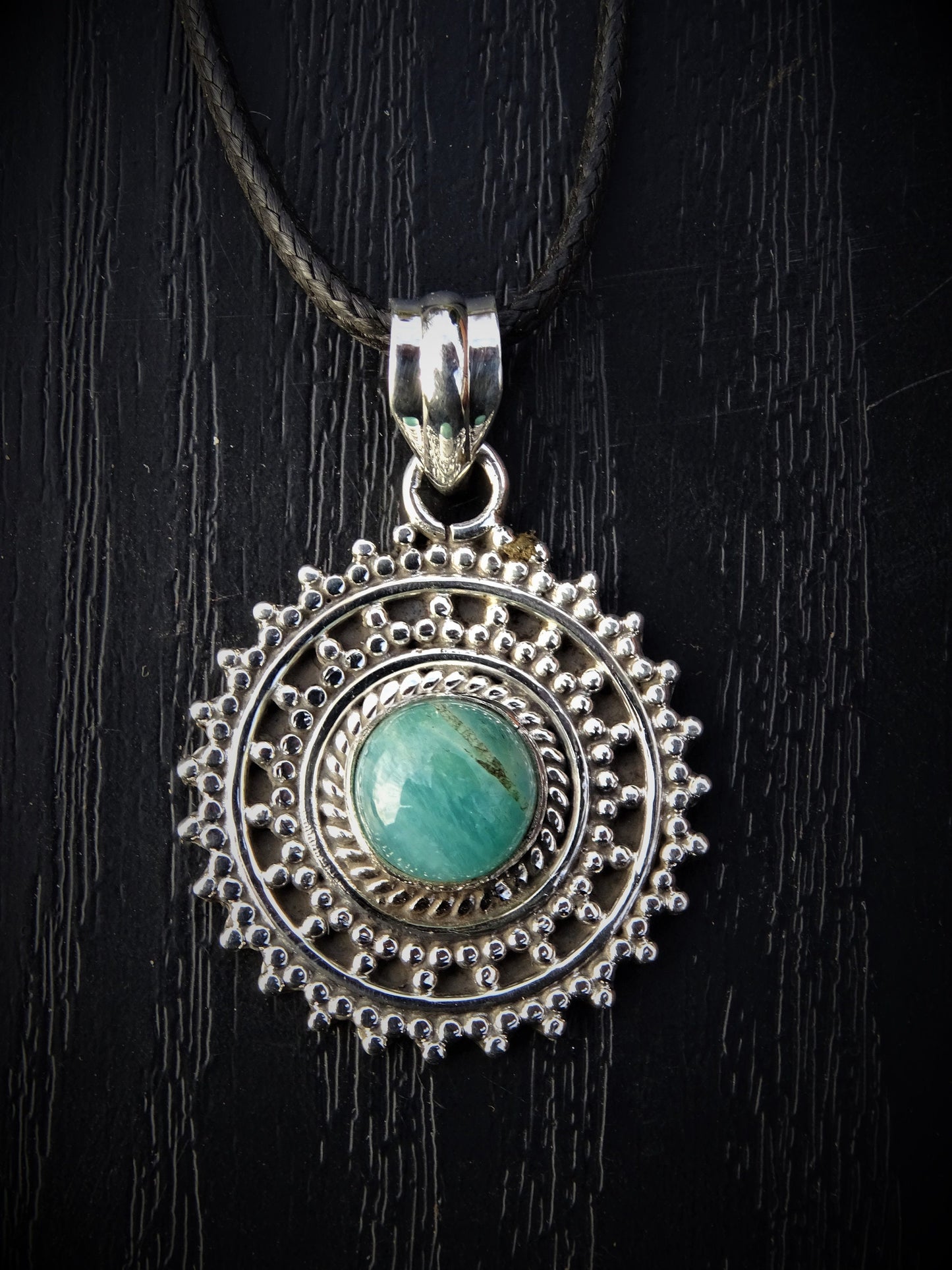 "ATHENA" Necklace with Amazonite Pendant set in 925 Silver