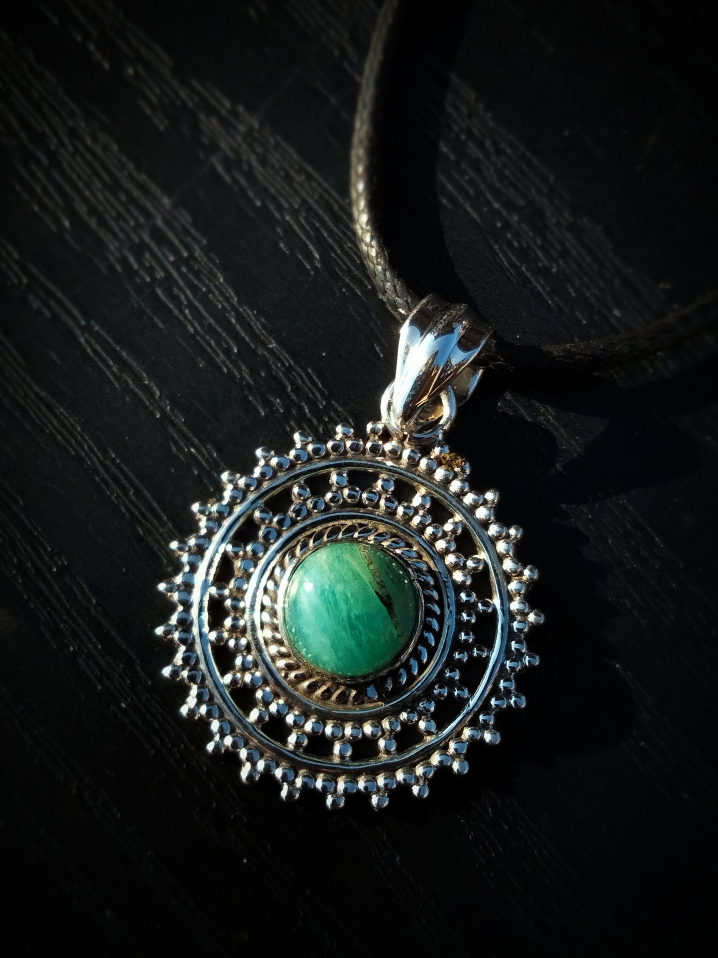 "ATHENA" Necklace with Amazonite Pendant set in 925 Silver