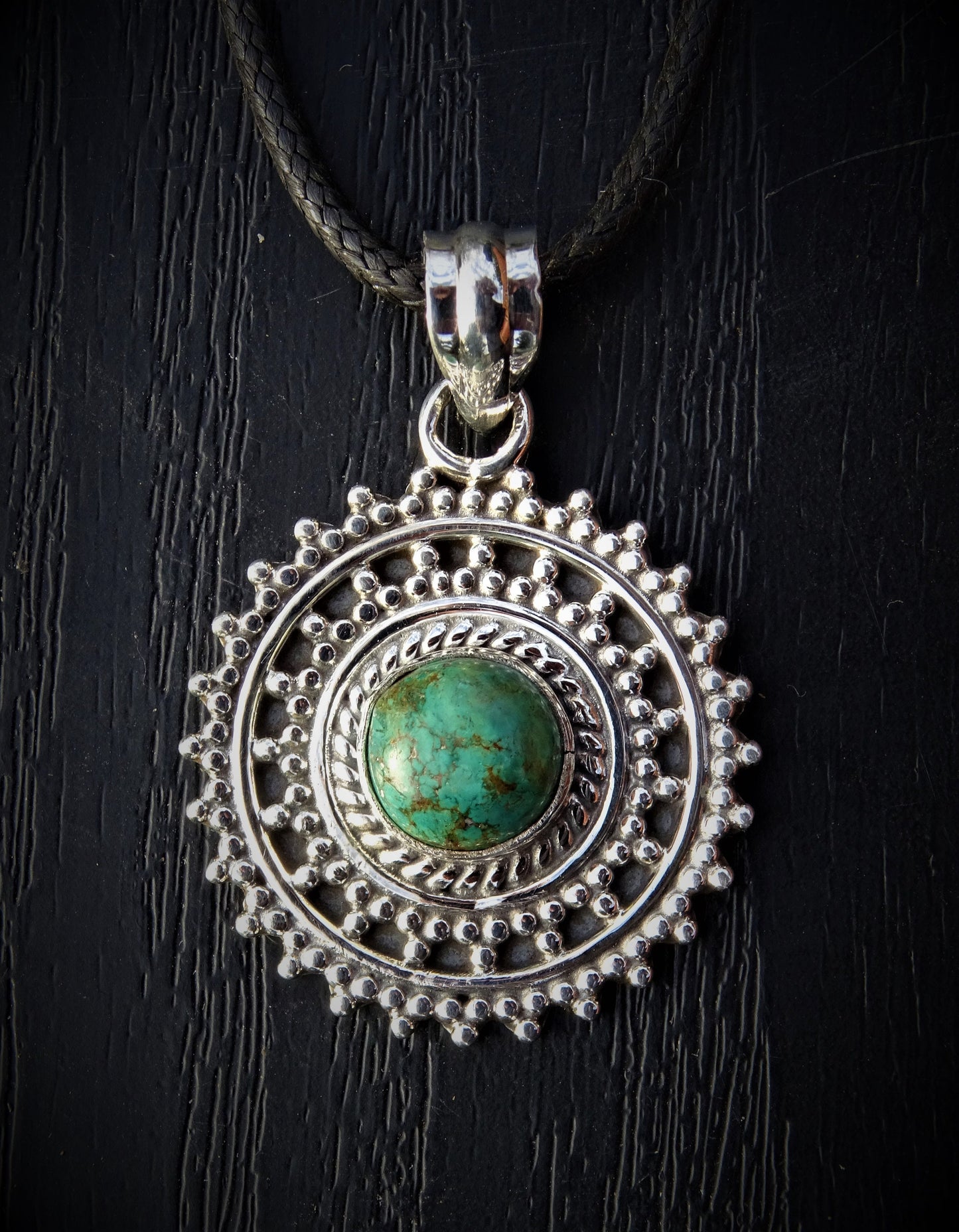 Collier "ATHENA" avec Pendentif Turquoise serti en Argent 925