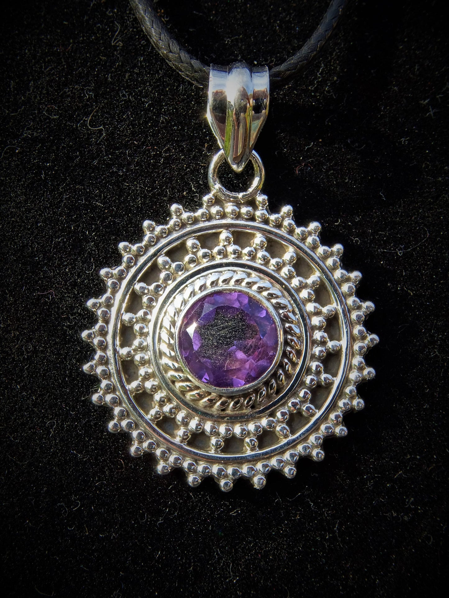 "ATHENA" Necklace with Amethyst Pendant set in 925 Silver