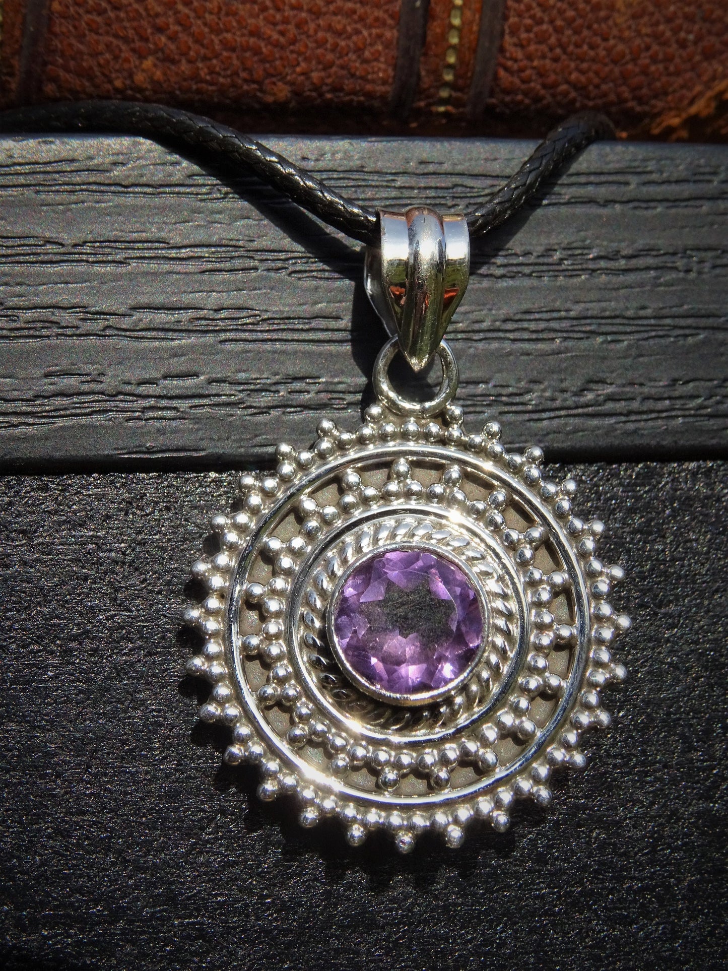 "ATHENA" Necklace with Amethyst Pendant set in 925 Silver