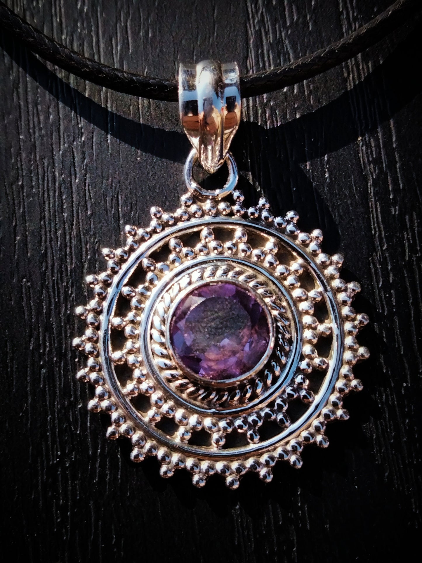 "ATHENA" Necklace with Amethyst Pendant set in 925 Silver