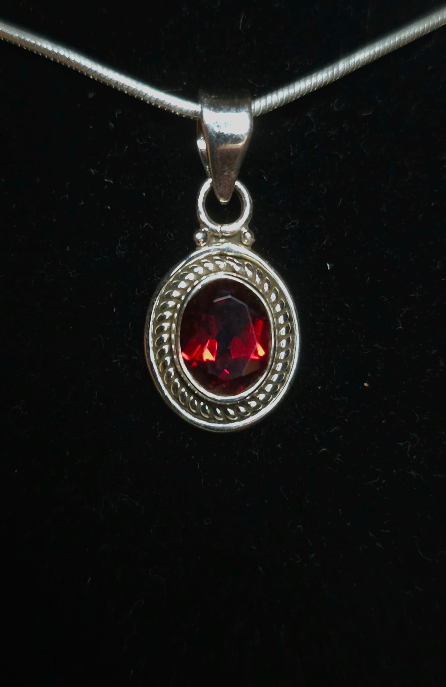 Necklace with "ARTEMIS" Almandine Garnet Pendant set in 925 Silver