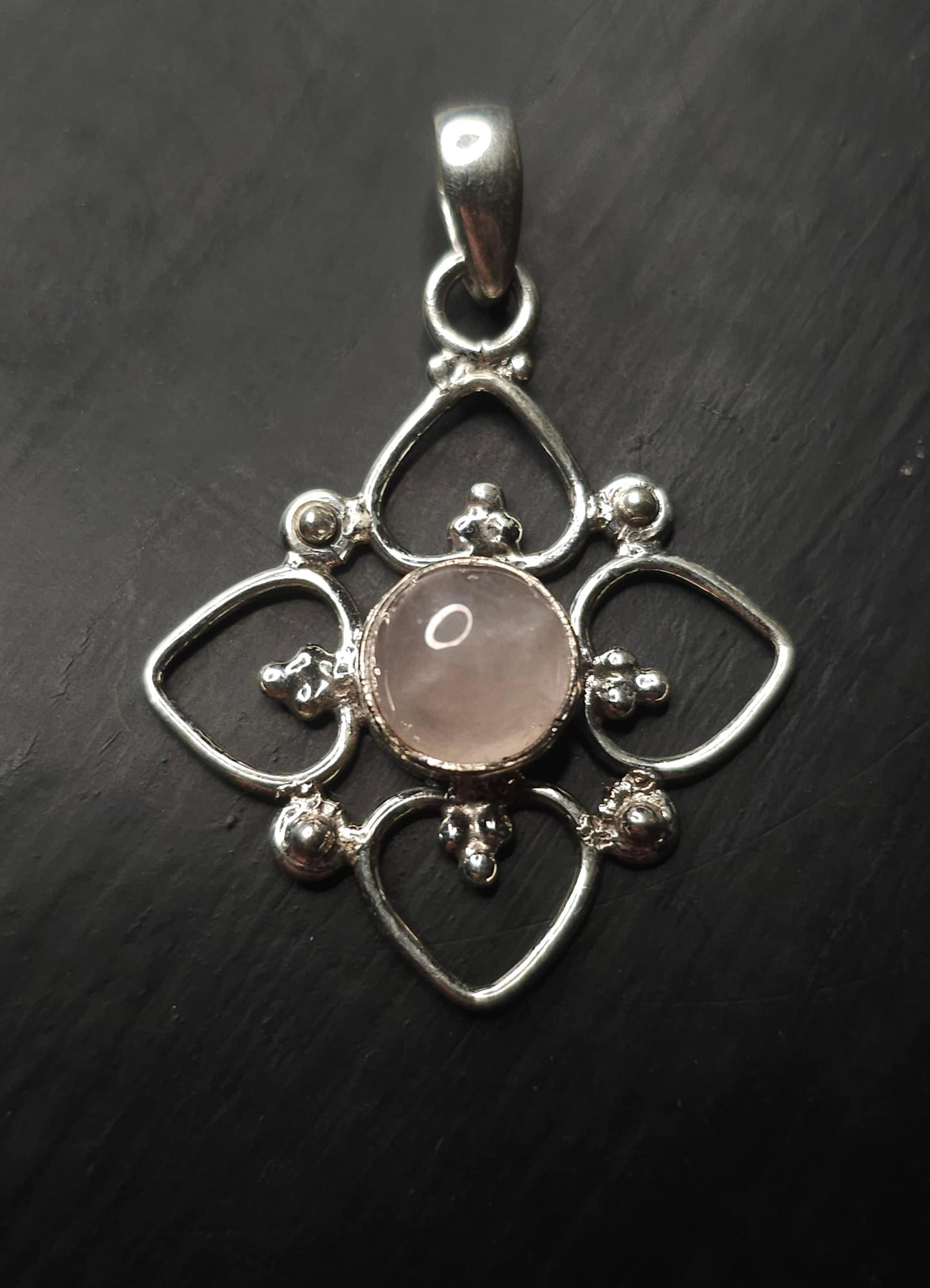 "ISIS" Necklace with Rose Quartz Pendant set in 925 Silver