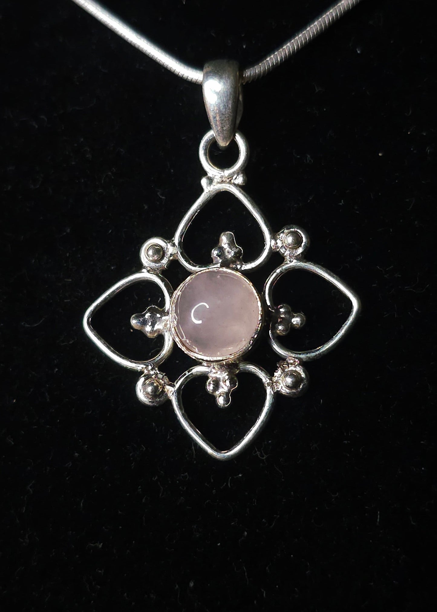 "ISIS" Necklace with Rose Quartz Pendant set in 925 Silver