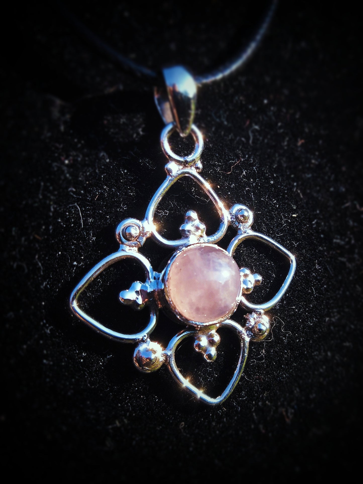 "ISIS" Necklace with Rose Quartz Pendant set in 925 Silver