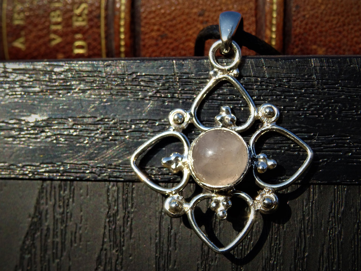 "ISIS" Necklace with Rose Quartz Pendant set in 925 Silver