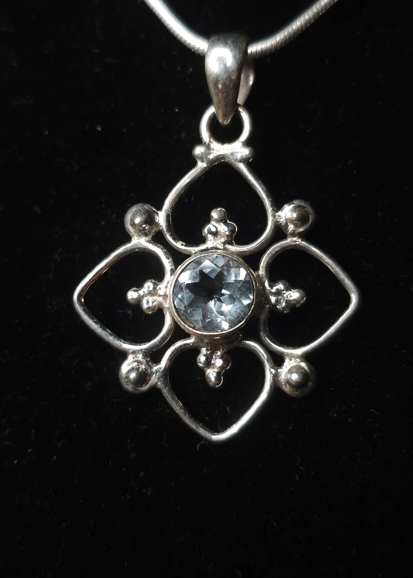 "VENUS" Necklace with Blue Topaz Pendant set in 925 Silver