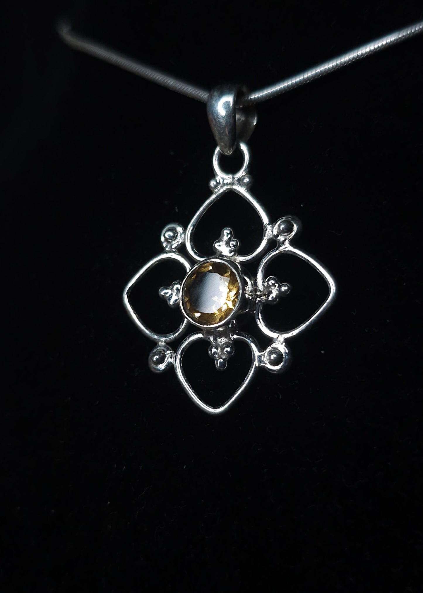 "VENUS" Necklace with Citrine Pendant set in 925 Silver