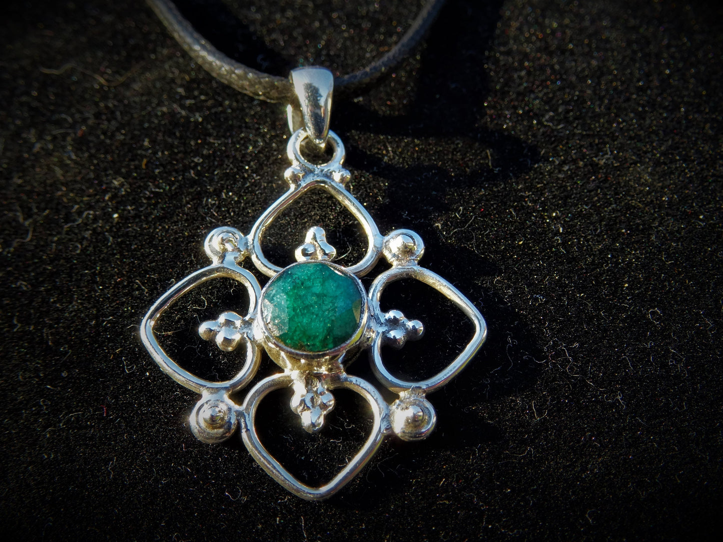 "VENUS" Necklace with Emerald Pendant set in 925 Silver