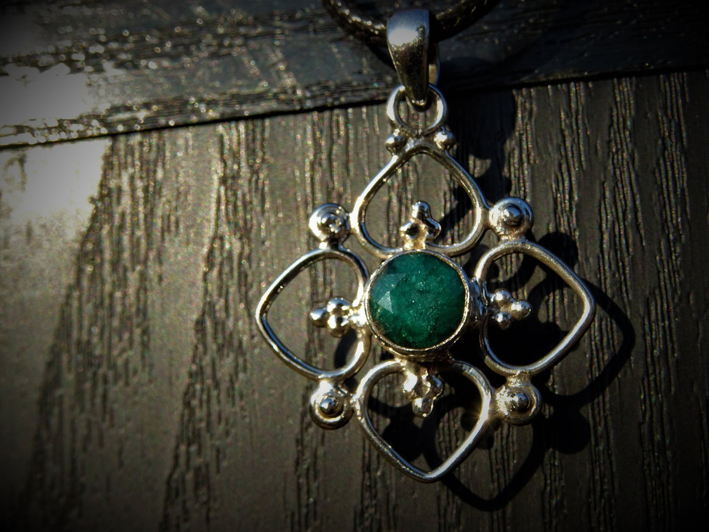 "VENUS" Necklace with Emerald Pendant set in 925 Silver