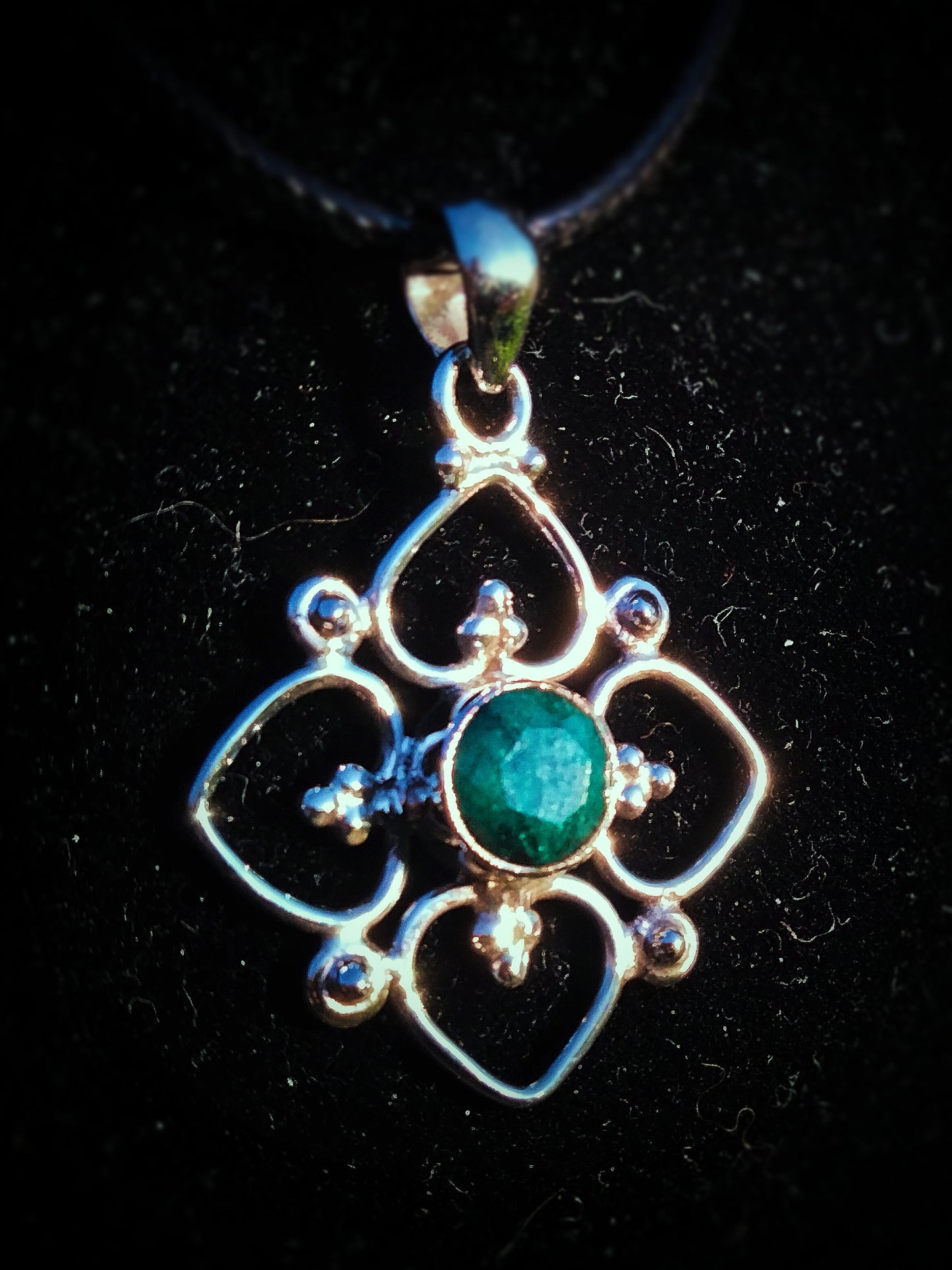 "VENUS" Necklace with Emerald Pendant set in 925 Silver