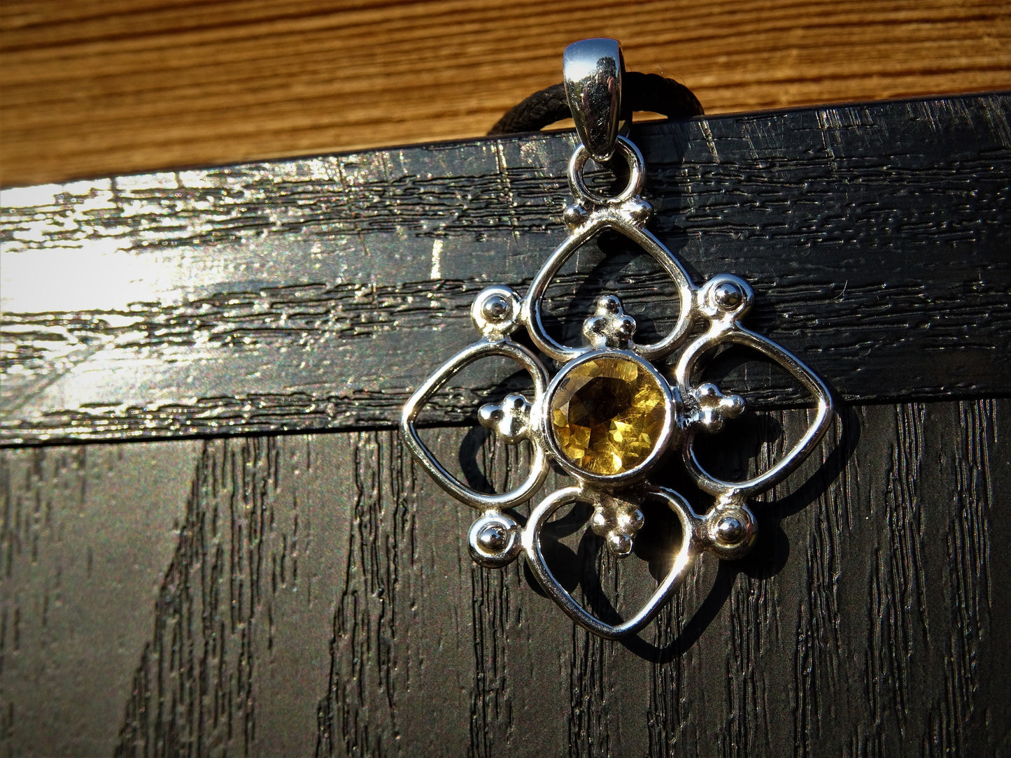 "VENUS" Necklace with Citrine Pendant set in 925 Silver