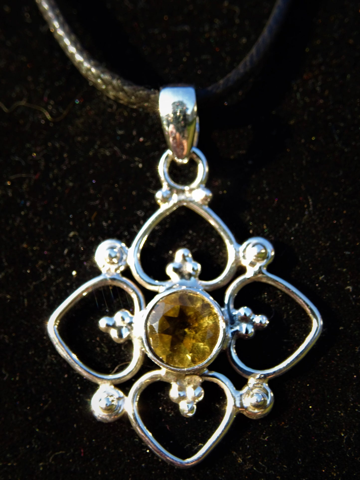 "VENUS" Necklace with Citrine Pendant set in 925 Silver