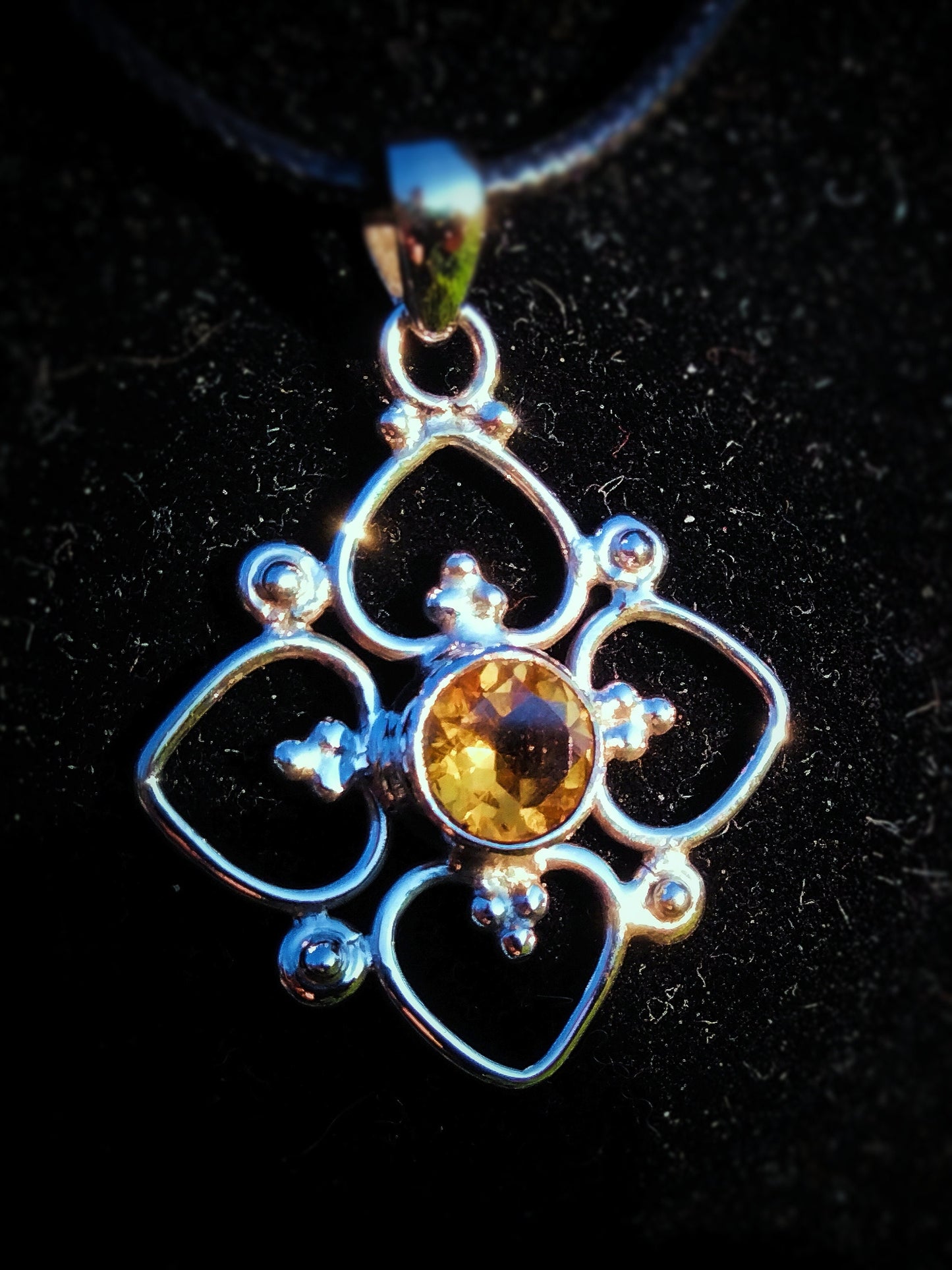 "VENUS" Necklace with Citrine Pendant set in 925 Silver