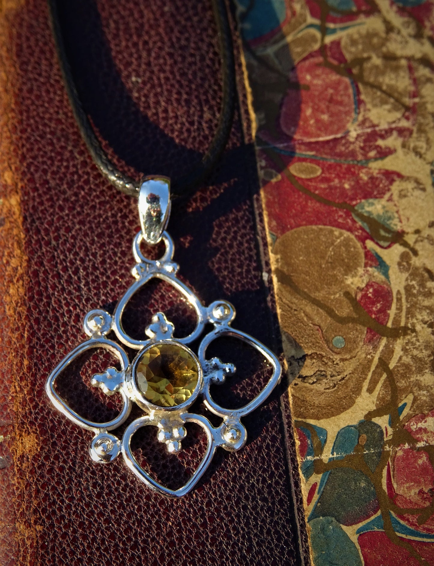 "VENUS" Necklace with Citrine Pendant set in 925 Silver