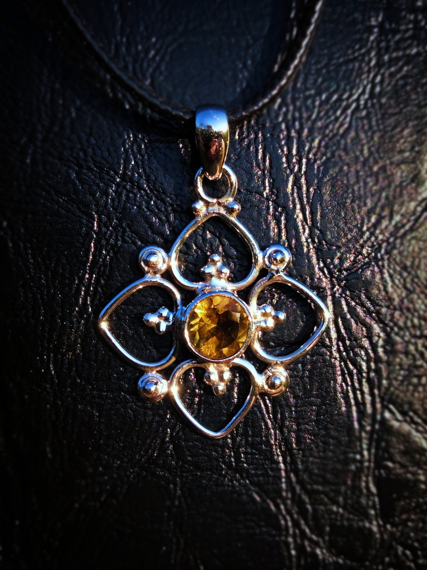 "VENUS" Necklace with Citrine Pendant set in 925 Silver