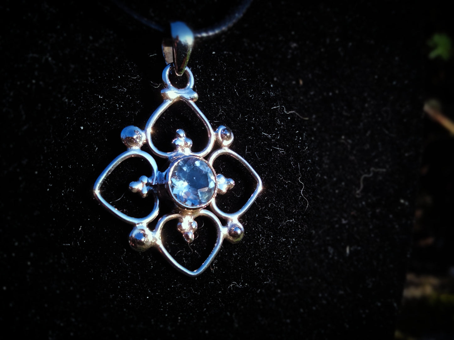 "VENUS" Necklace with Blue Topaz Pendant set in 925 Silver