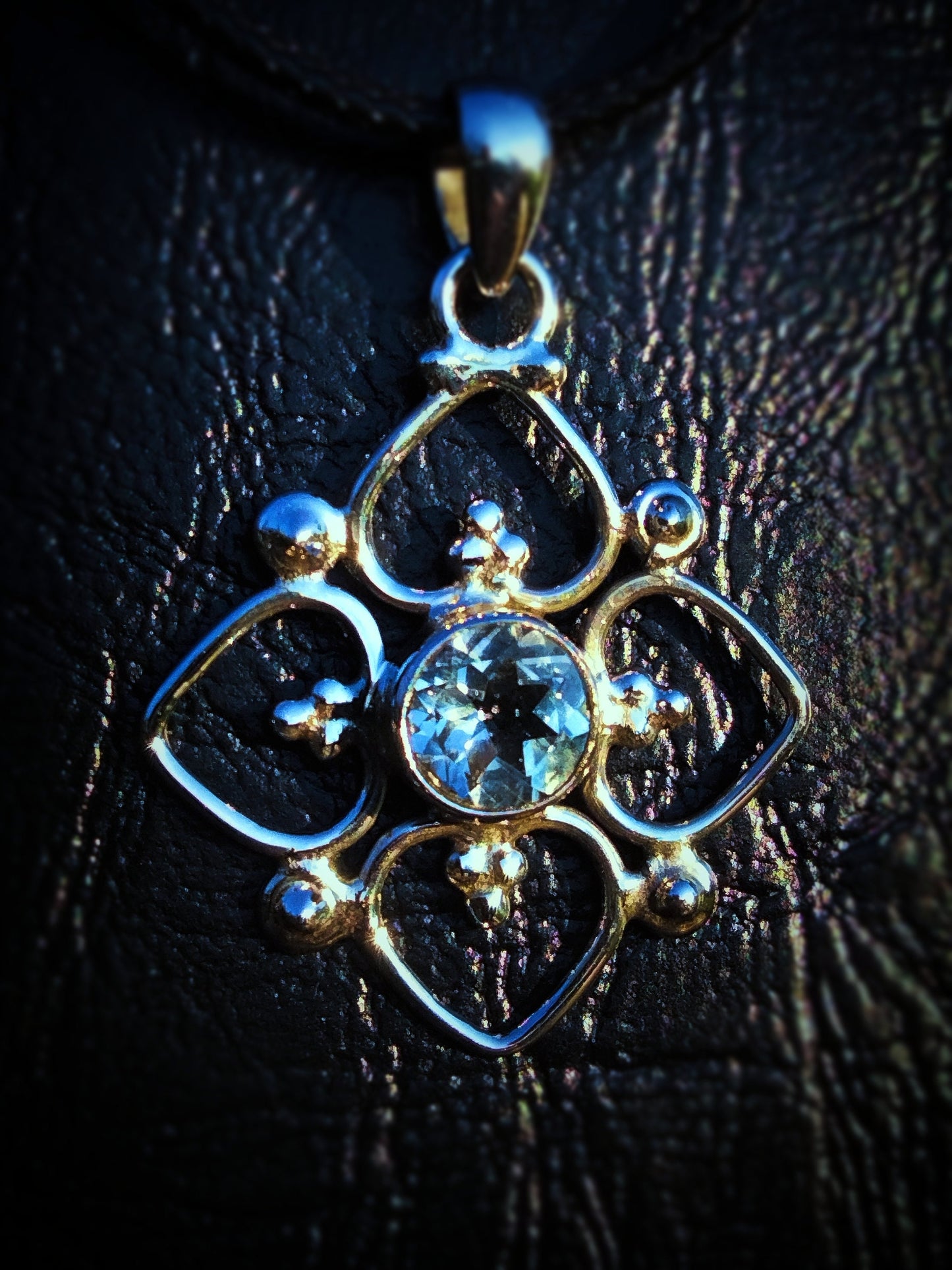 "VENUS" Necklace with Blue Topaz Pendant set in 925 Silver