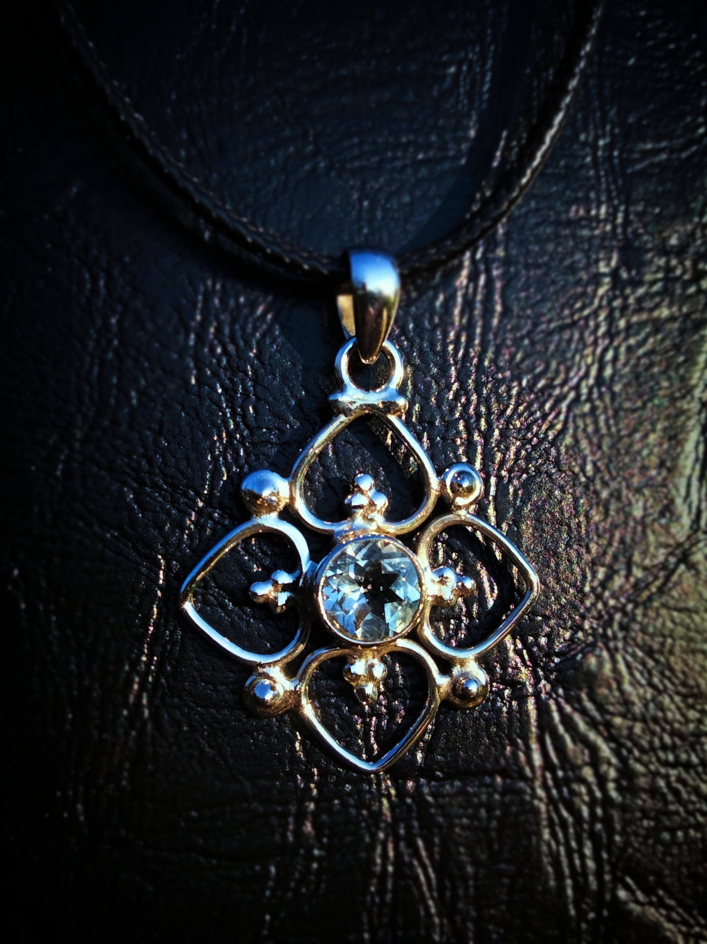 "VENUS" Necklace with Blue Topaz Pendant set in 925 Silver