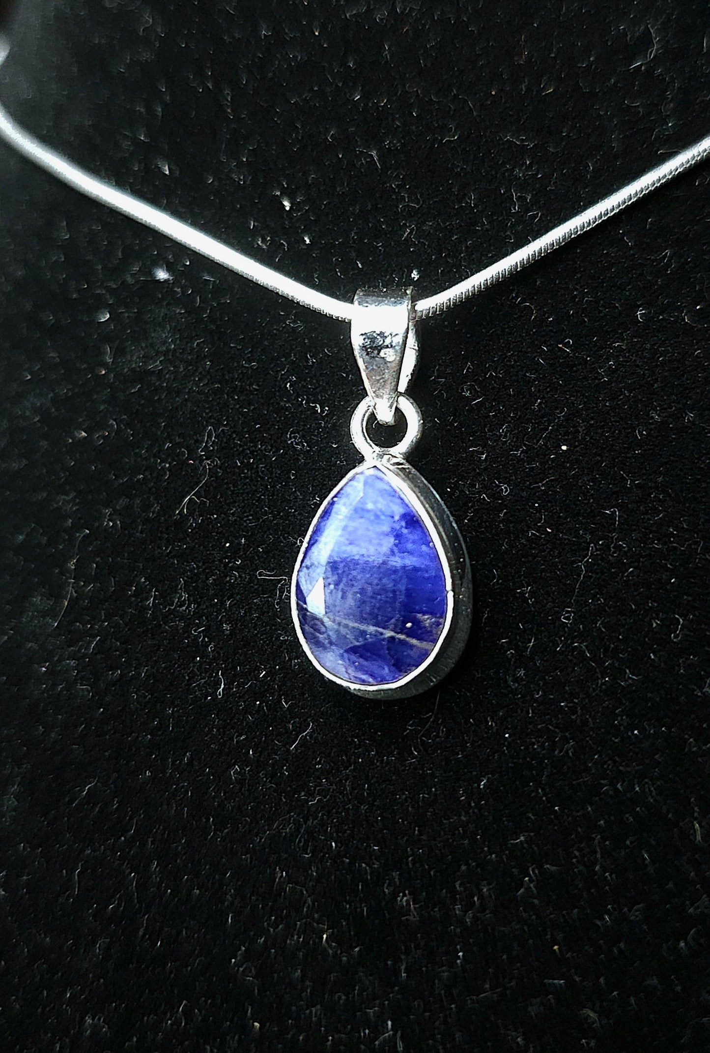 "LAGERTHA" Necklace with Sapphire Pendant set in 925 Silver