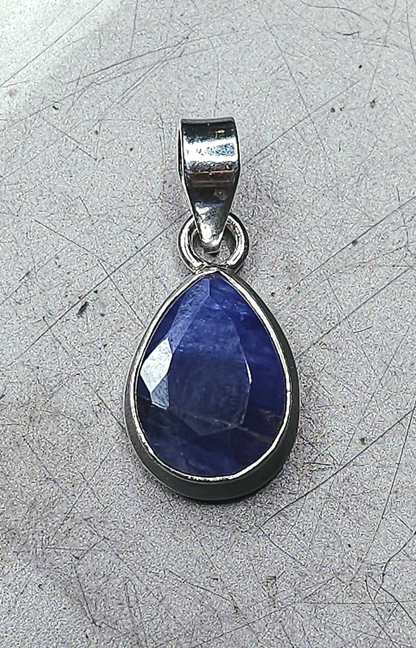 "LAGERTHA" Necklace with Sapphire Pendant set in 925 Silver