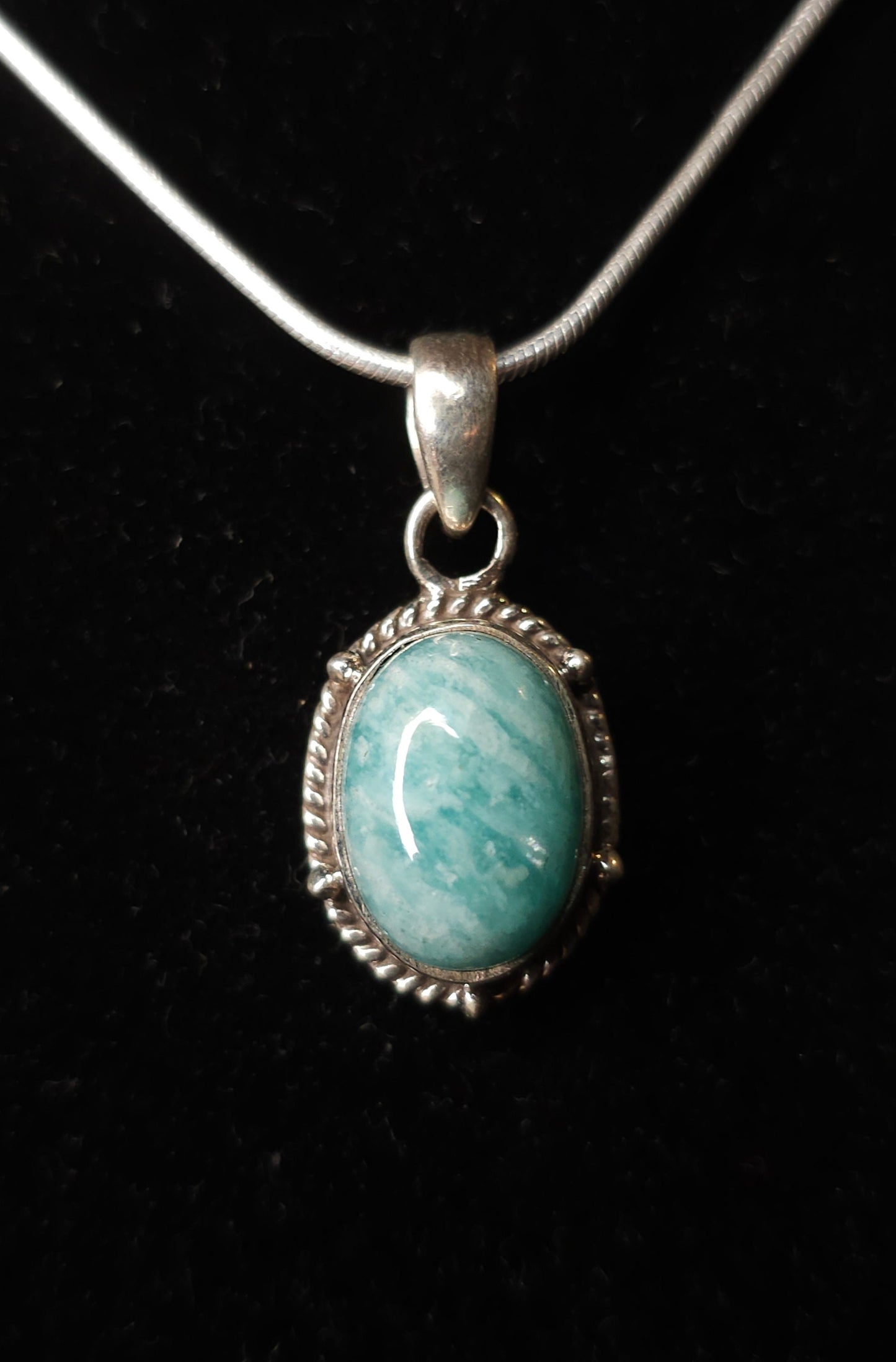 Collier "HERA" avec Pendentif Amazonite serti en Argent 925