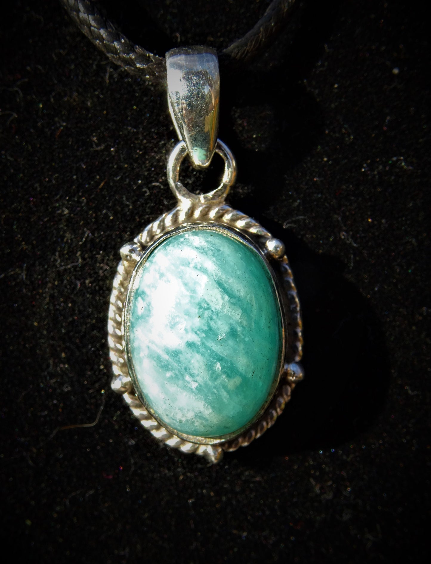 Collier "HERA" avec Pendentif Amazonite serti en Argent 925