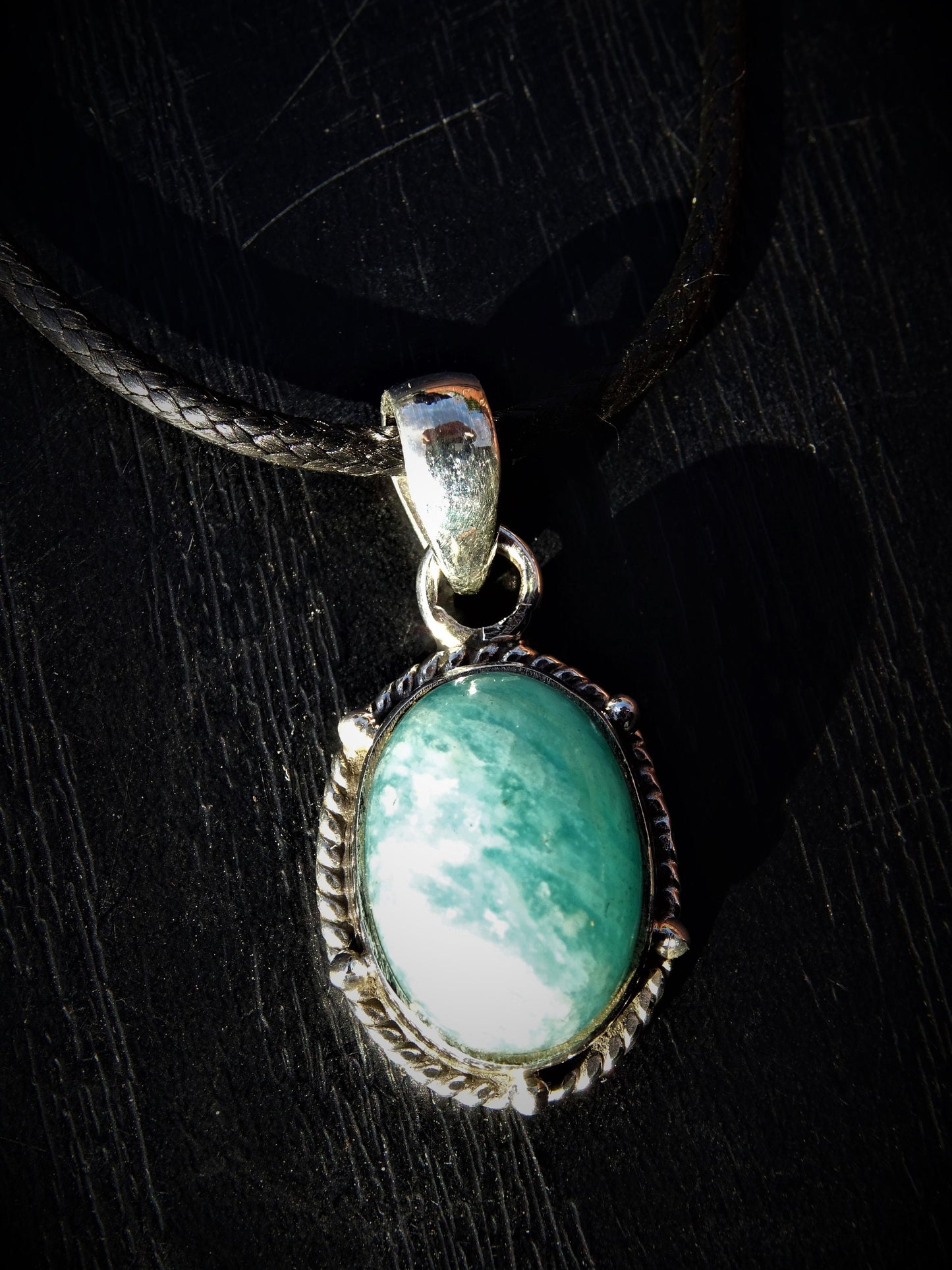 Collier "HERA" avec Pendentif Amazonite serti en Argent 925