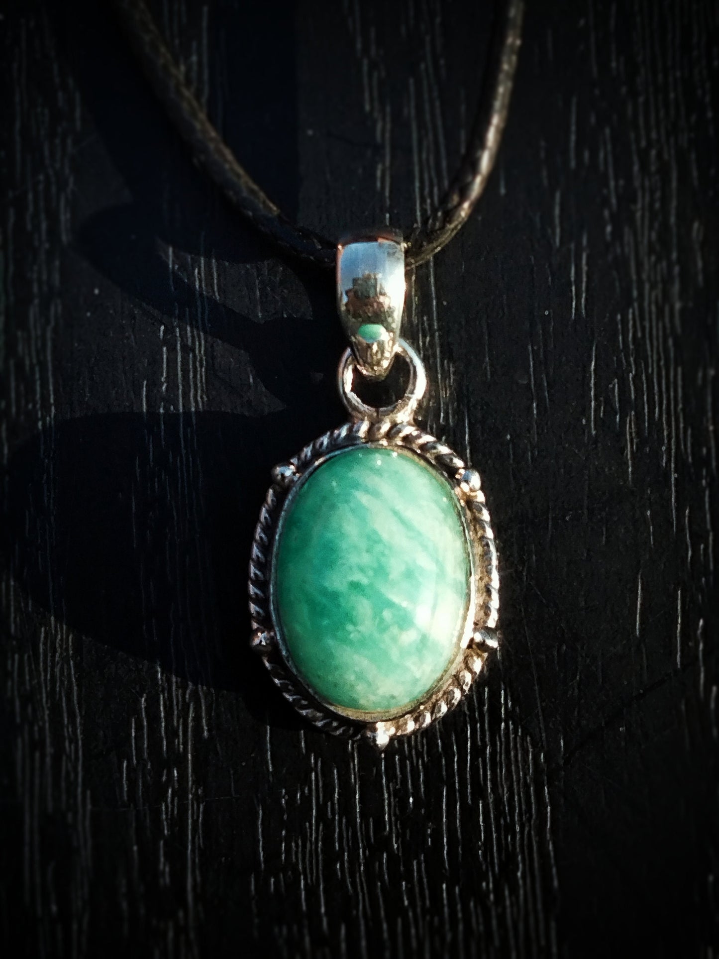 Collier "HERA" avec Pendentif Amazonite serti en Argent 925