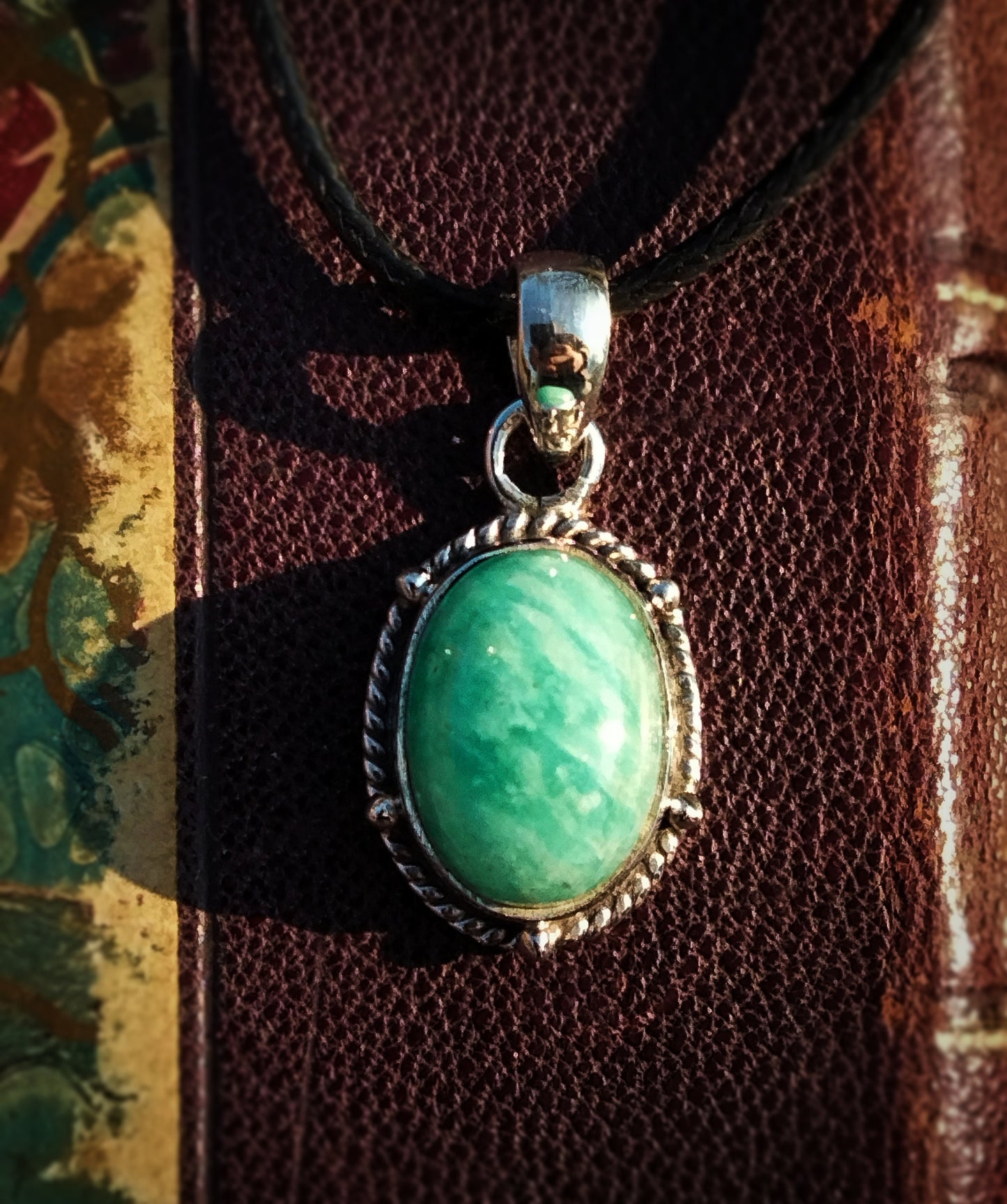 Collier "HERA" avec Pendentif Amazonite serti en Argent 925