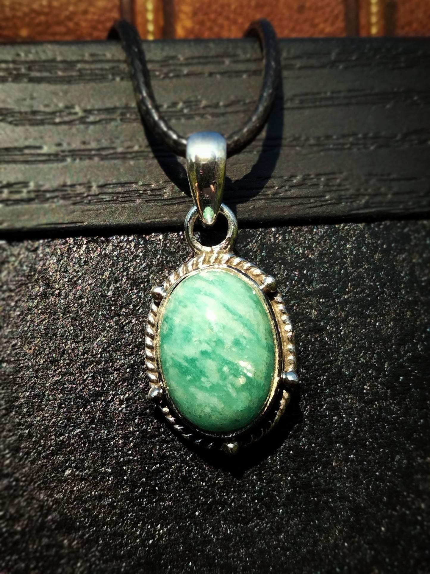 Collier "HERA" avec Pendentif Amazonite serti en Argent 925