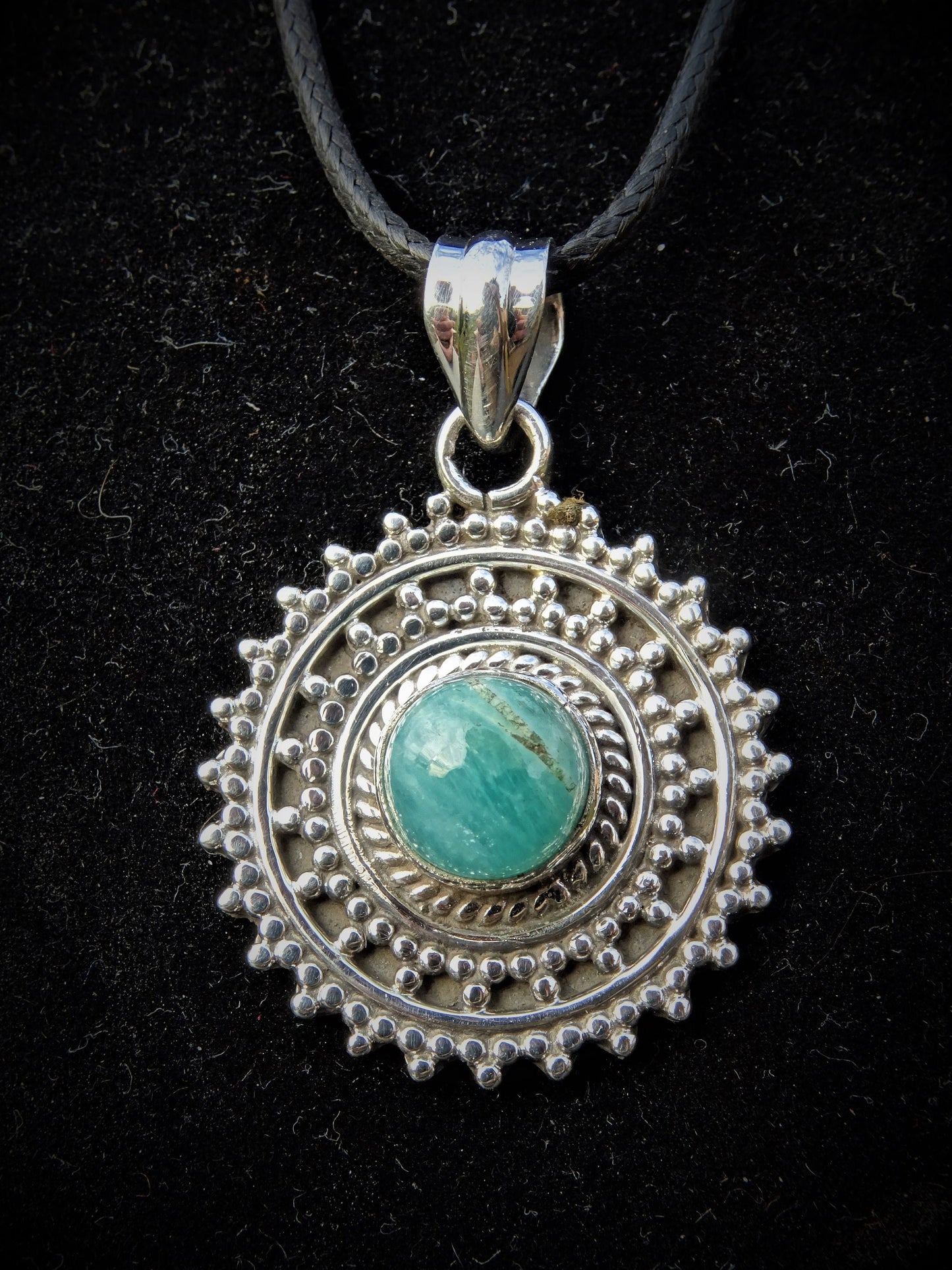 "ATHENA" Necklace with Amazonite Pendant set in 925 Silver