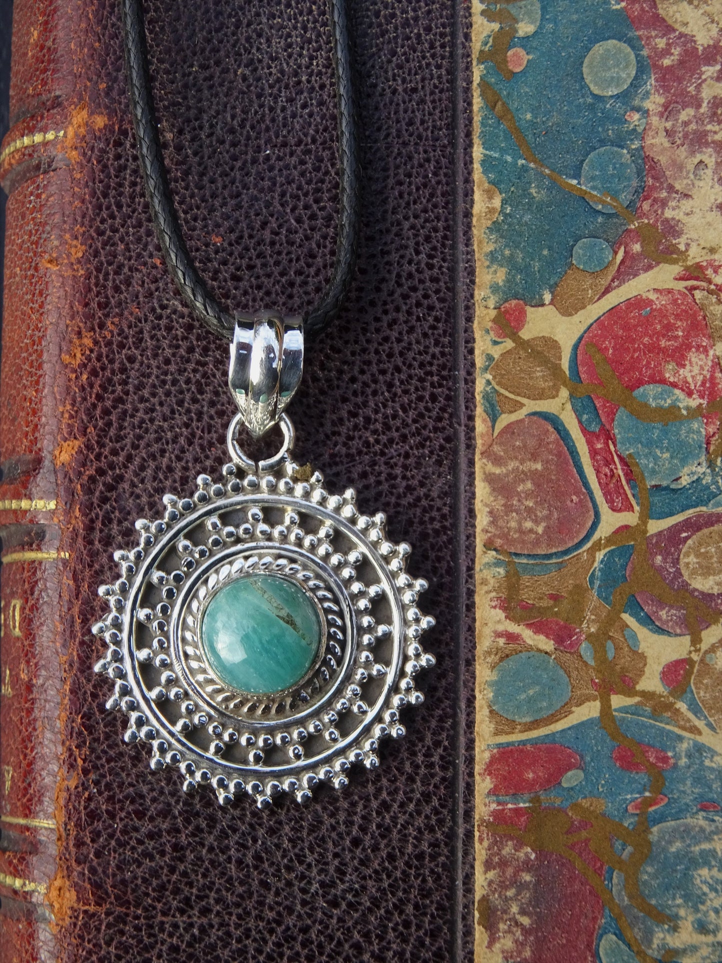 "ATHENA" Necklace with Amazonite Pendant set in 925 Silver