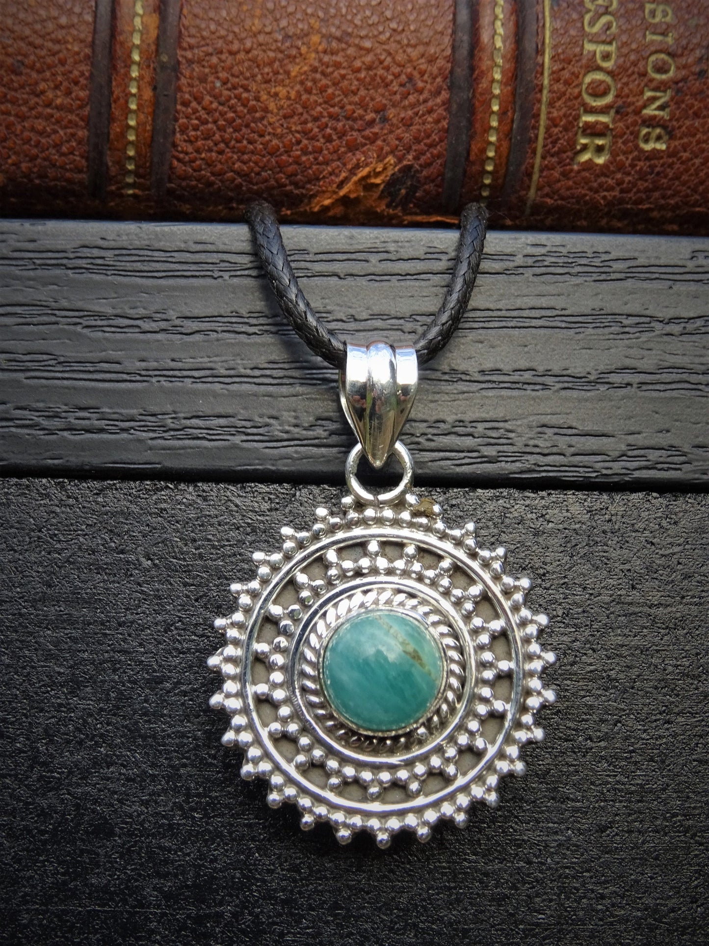 "ATHENA" Necklace with Amazonite Pendant set in 925 Silver