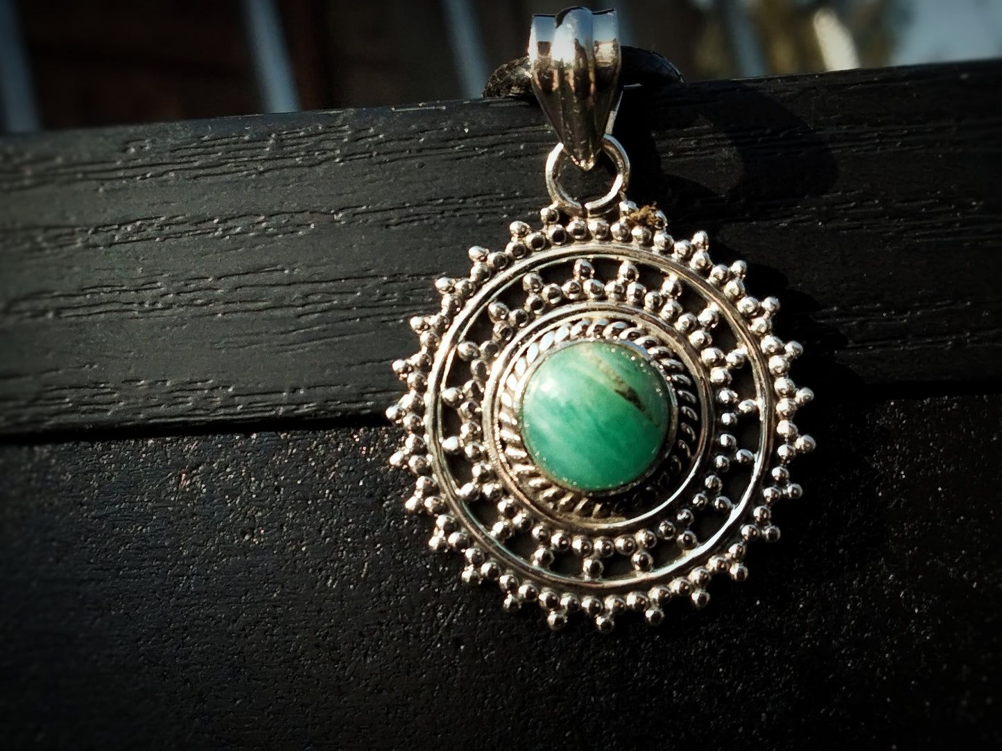 "ATHENA" Necklace with Amazonite Pendant set in 925 Silver