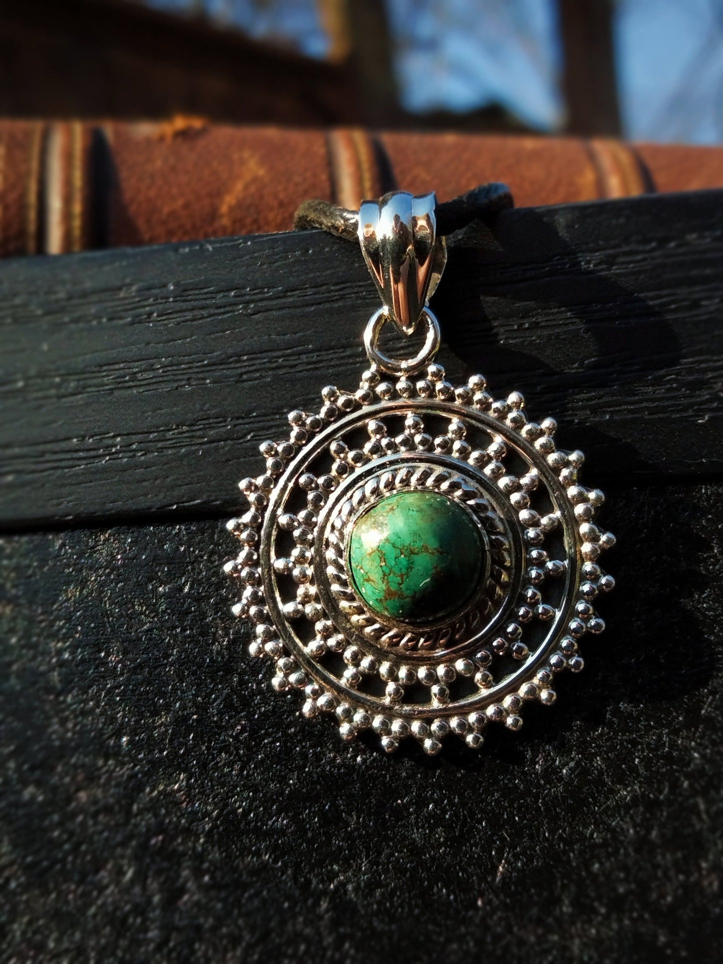 Collier "ATHENA" avec Pendentif Turquoise serti en Argent 925