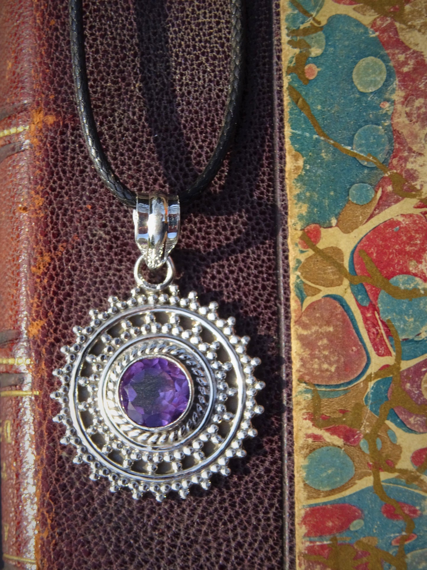 "ATHENA" Necklace with Amethyst Pendant set in 925 Silver