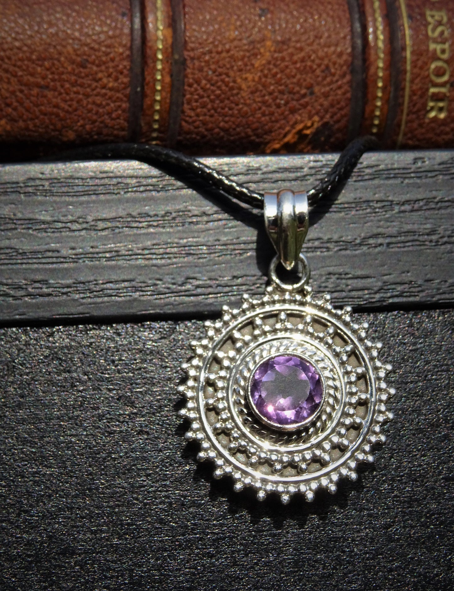 "ATHENA" Necklace with Amethyst Pendant set in 925 Silver