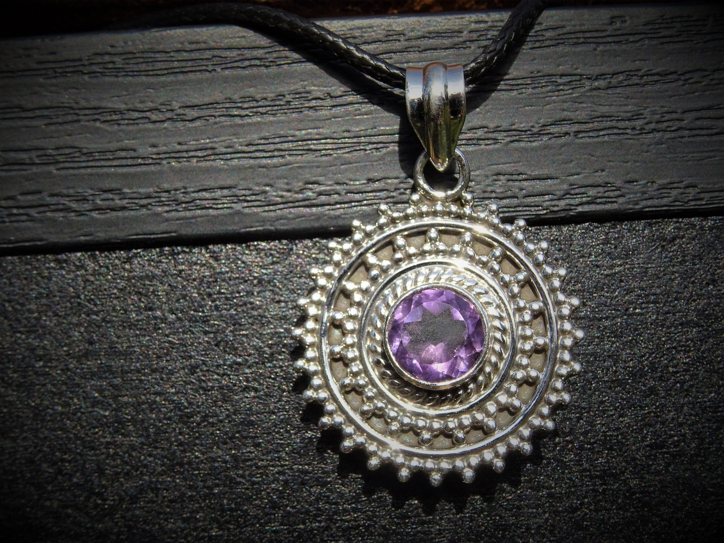 "ATHENA" Necklace with Amethyst Pendant set in 925 Silver