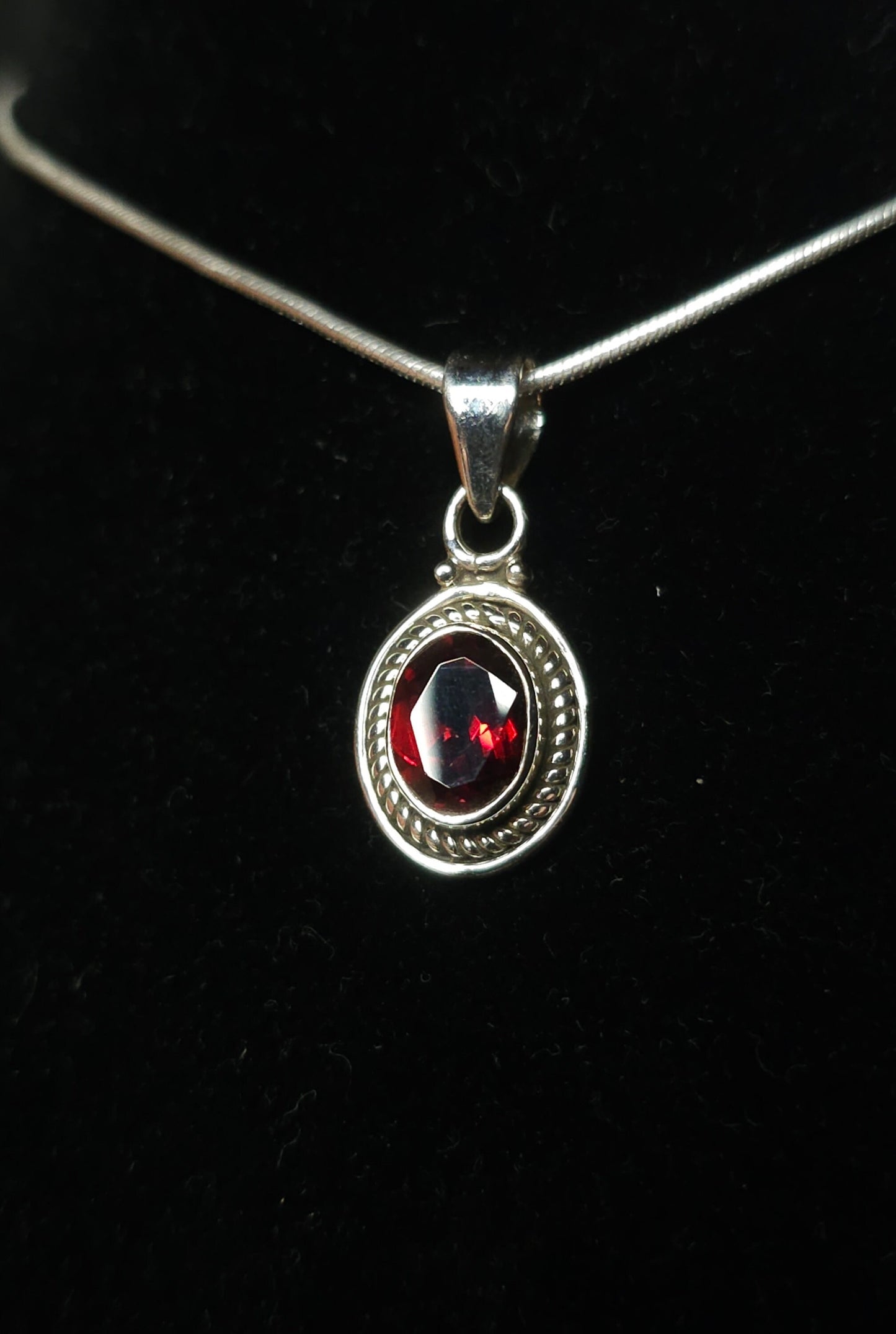 Necklace with "ARTEMIS" Almandine Garnet Pendant set in 925 Silver