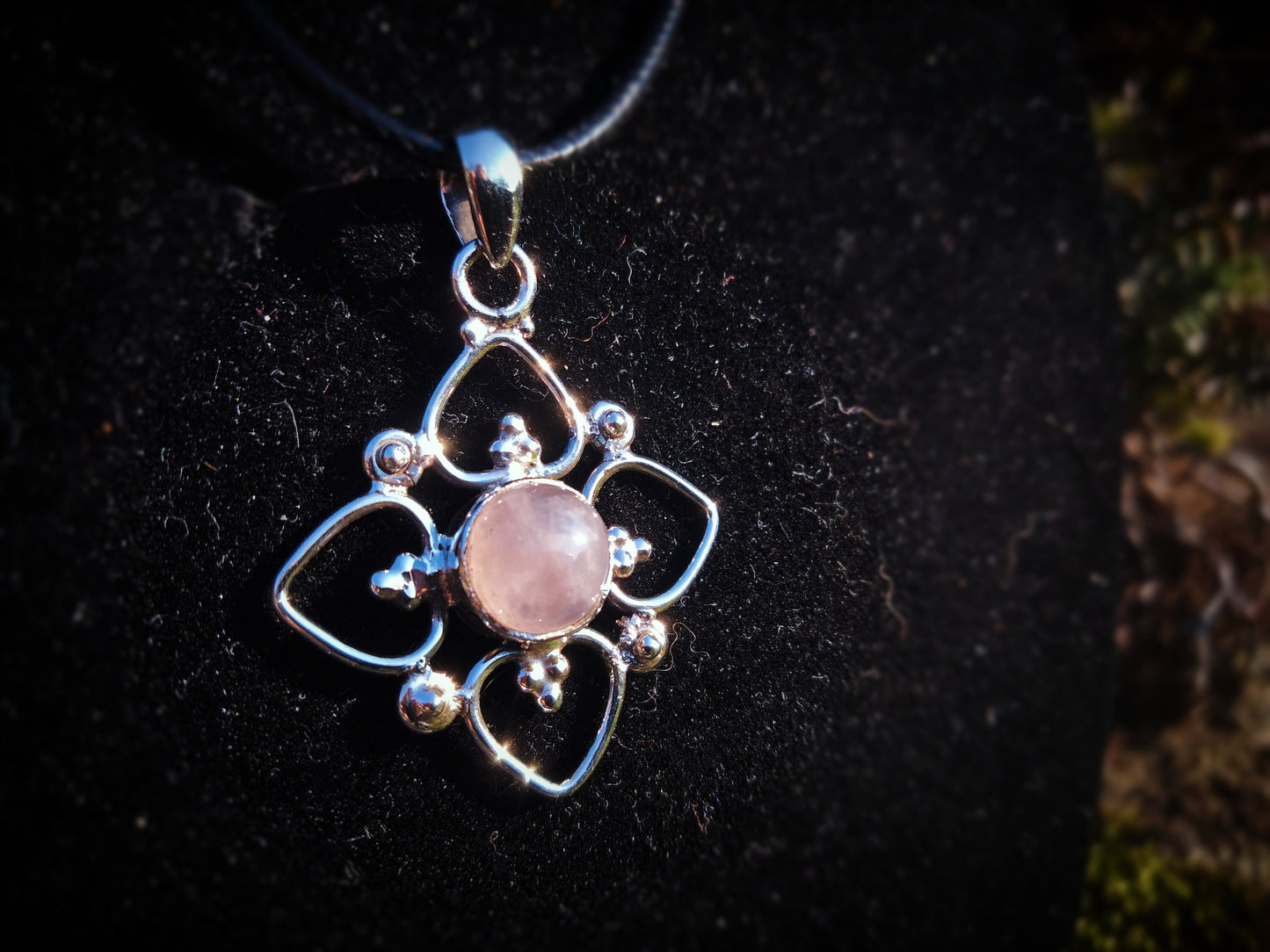 "ISIS" Necklace with Rose Quartz Pendant set in 925 Silver