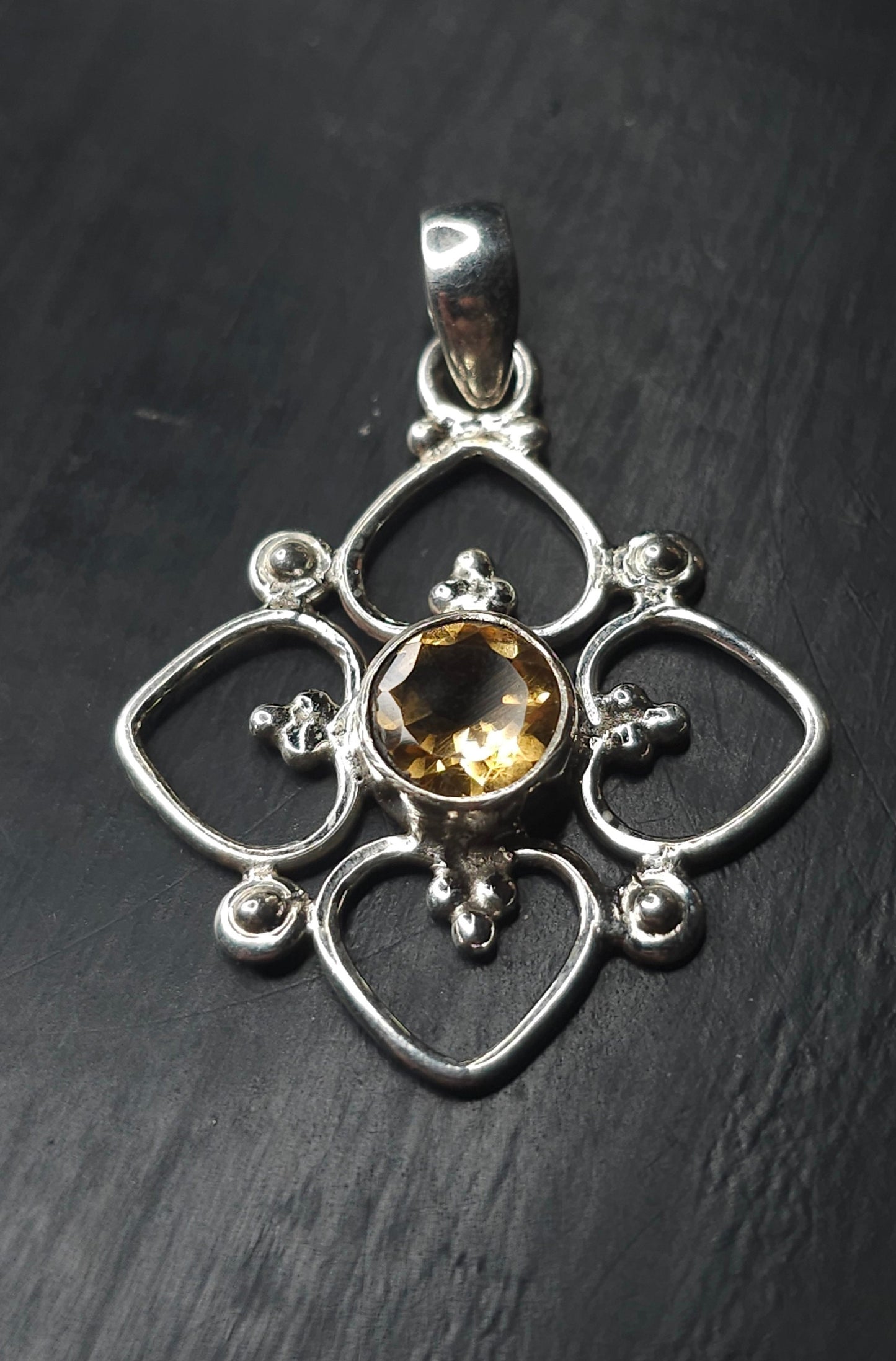 "VENUS" Necklace with Citrine Pendant set in 925 Silver