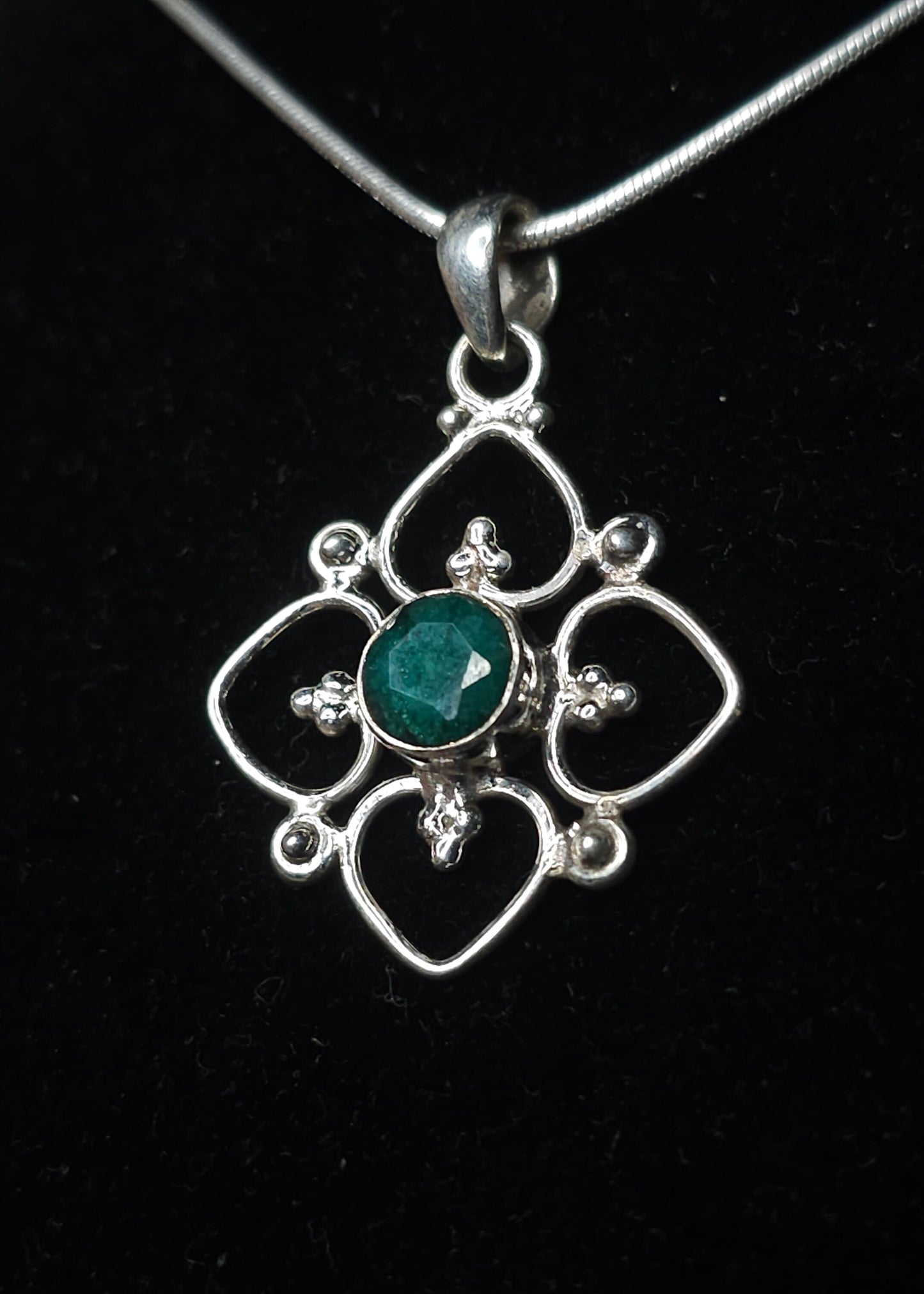 "VENUS" Necklace with Emerald Pendant set in 925 Silver