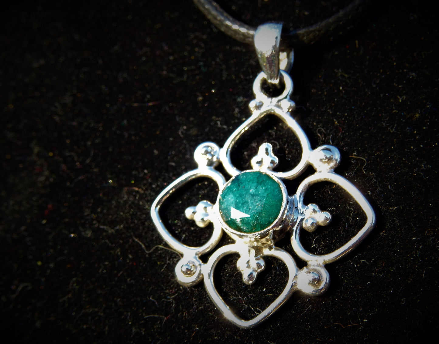 "VENUS" Necklace with Emerald Pendant set in 925 Silver