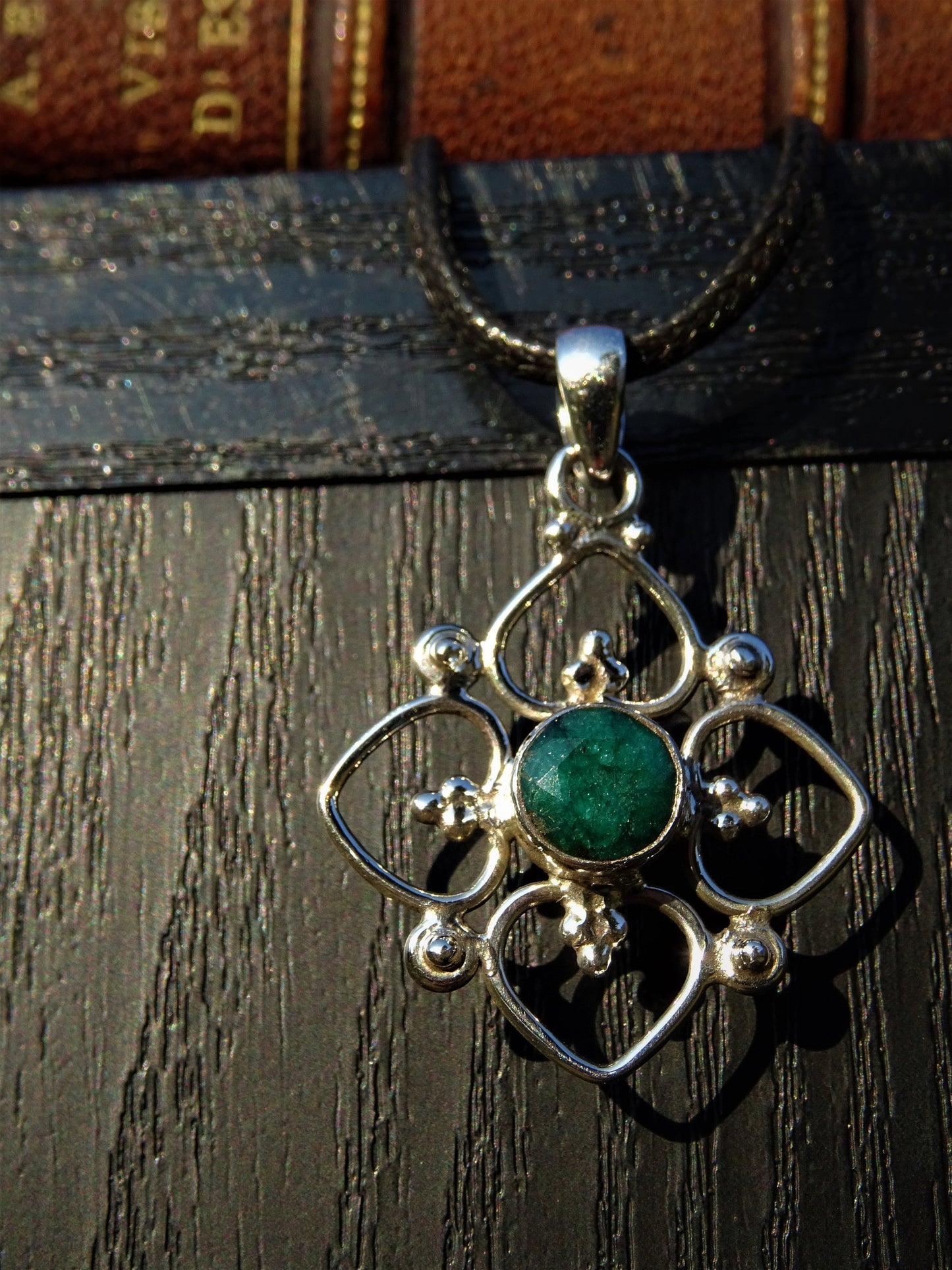 "VENUS" Necklace with Emerald Pendant set in 925 Silver