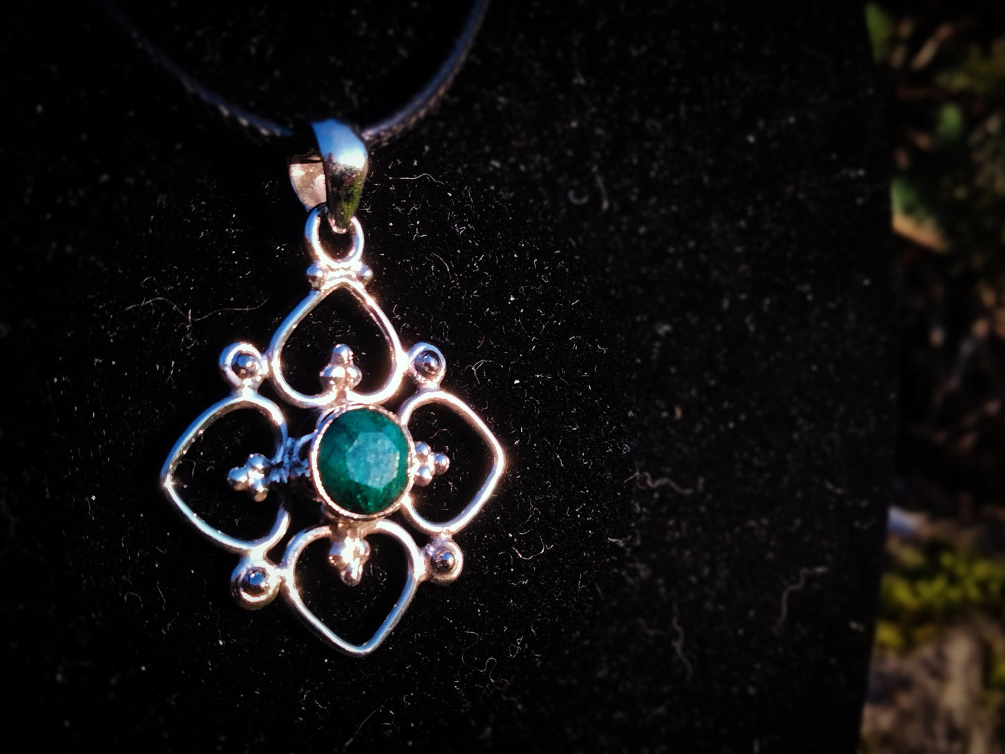 "VENUS" Necklace with Emerald Pendant set in 925 Silver